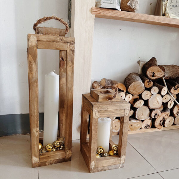 Wooden Lantern set of 2 Decorative (Lennon) - Image 6