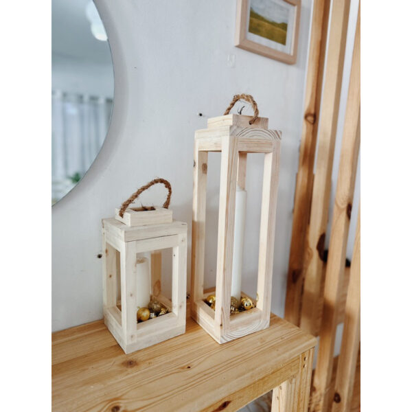 Wooden Lantern set of 2 Decorative (Lennon) - Image 5