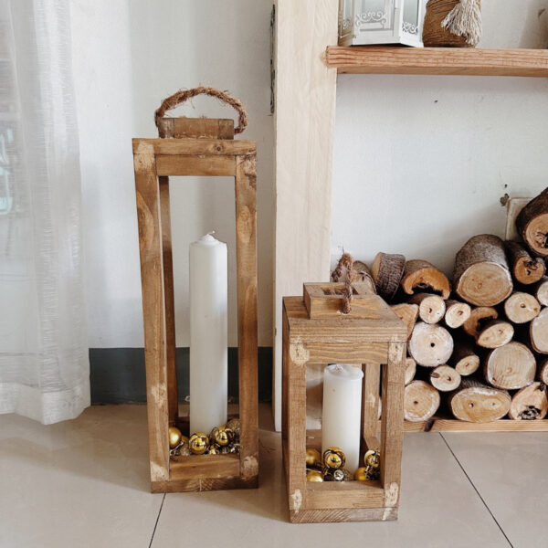 Wooden Lantern set of 2 Decorative (Lennon) - Image 2