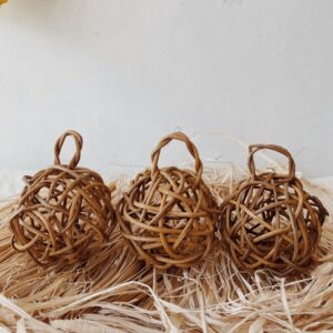 Rattan Christmas Ornament Balls SET OF 3 (Rebecca)