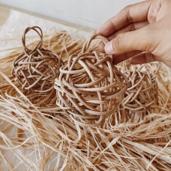 Rattan Christmas Ornament Balls SET OF 3 (Rebecca) - Image 3