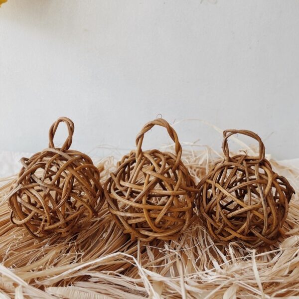 Rattan Christmas Ornament Balls SET OF 3 (Rebecca) - Image 2