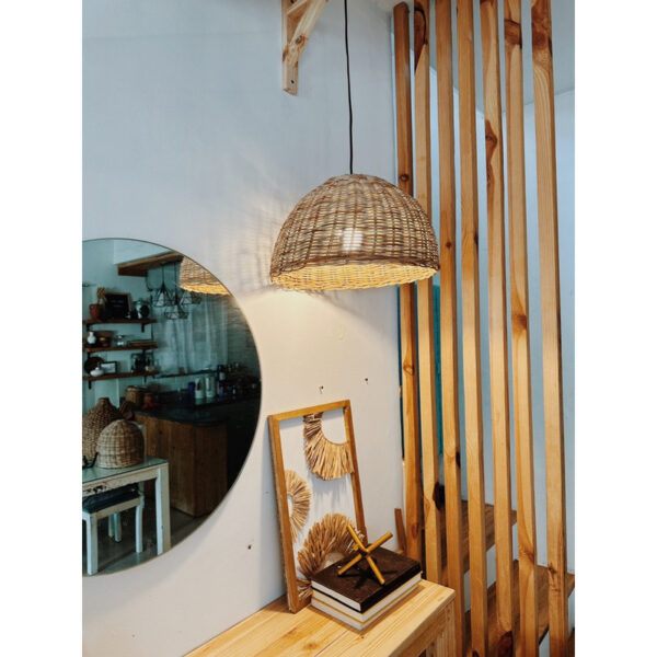 Dome Wicker Pendant Basket Lamp (Delilah) - Image 9