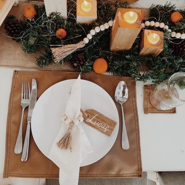 Coffee Brown Linen Placemat and Coaster (Brittania) - Image 13