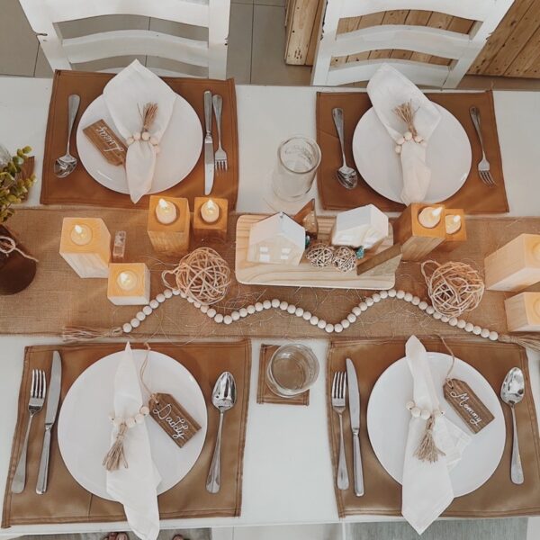 Coffee Brown Linen Placemat and Coaster (Brittania) - Image 8