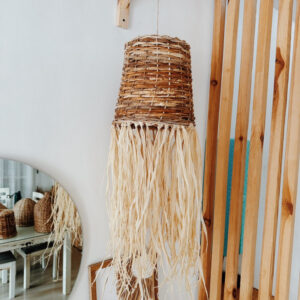 Large Jellyfish Basket Lamp/ Abaca and Raffia Lamp (Bettina)