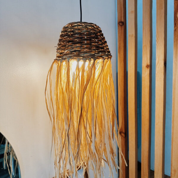 Small Jellyfish Basket Lamp/Abaca Raffia Lamp (Samarah) - Image 7