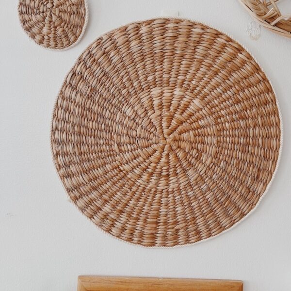 Woven Round Water Hyacinth Placemat Boho Wall Hang 14” (Elizabeth) - Image 3