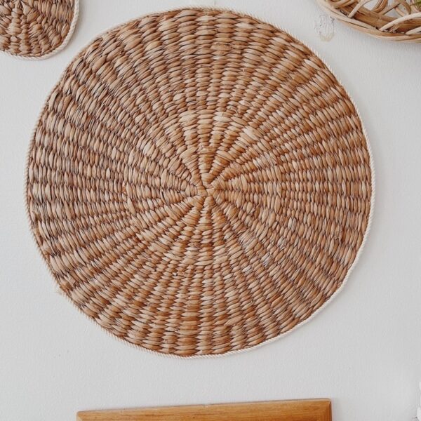Woven Round Water Hyacinth Placemat Boho Wall Hang 14” (Elizabeth) - Image 4