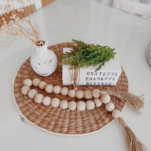 Woven Round Water Hyacinth Placemat Boho Wall Hang 14” (Elizabeth) - Image 6