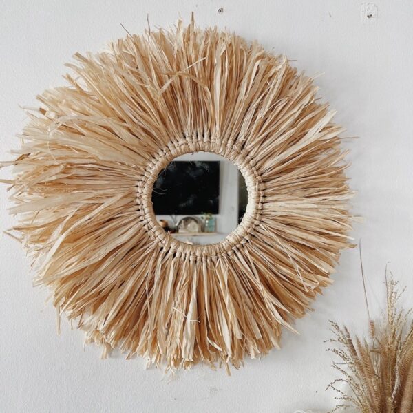 Rafia Mirror Wall Hang Boho Decorative （Raphael）