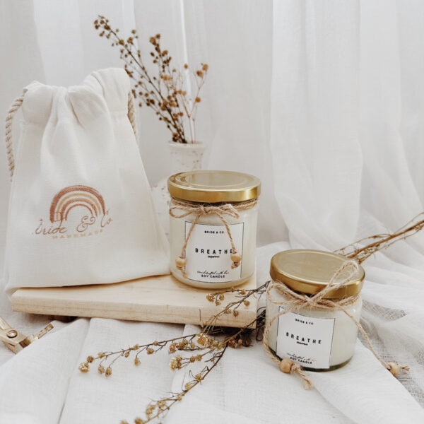 BREATHE Peppermint Scent Soy Wax Candle - Image 9
