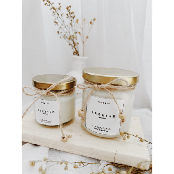 BREATHE Peppermint Scent Soy Wax Candle - Image 5