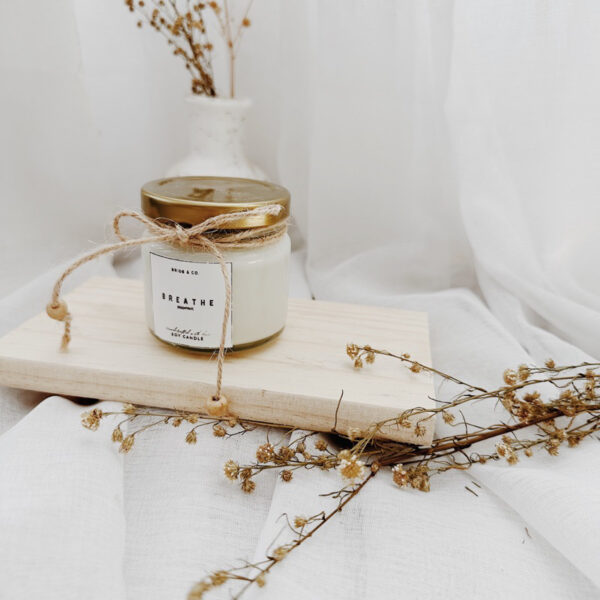 BREATHE Peppermint Scent Soy Wax Candle - Image 3